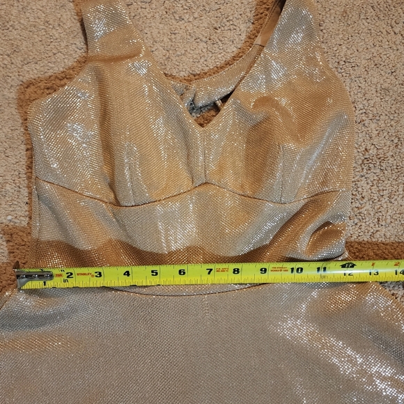 Teeze Me Macy'sGold Shimmer Fit &FlareDress Size 3/4 - Picture 11 of 16